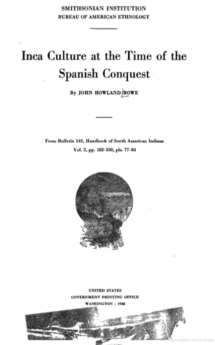 Inca Culture at the Time of the Spanish Conquest-John Rowe-mishayoq-peru